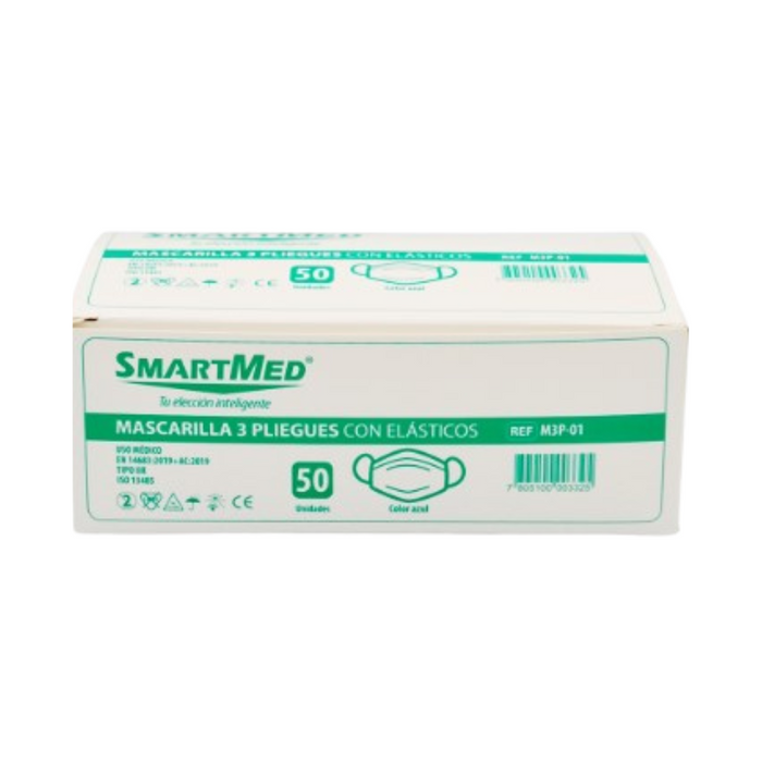 Mascarilla 3 pliegues Medica Tipo IIR (50u x empaque)