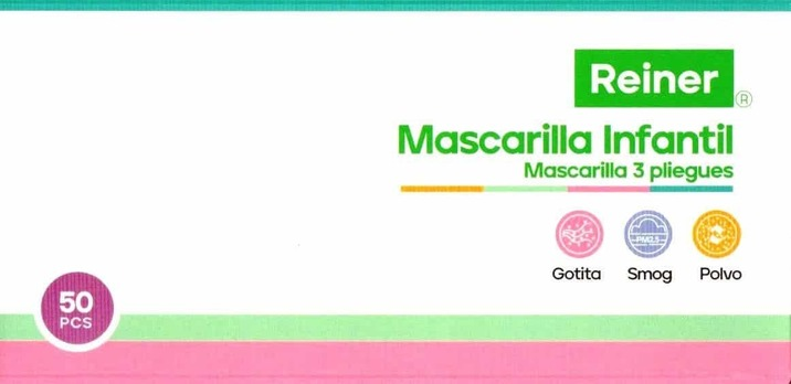 Mascarilla 3 pliegues Infantil, colores negro y celeste