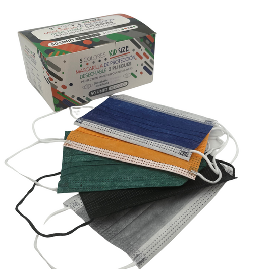 Mascarilla 3 pliegues - Infantil Colores 50 u.